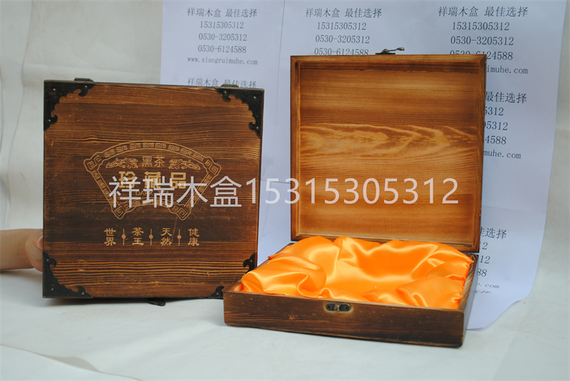 仿古色安化黑茶茶磚圓餅包裝木盒